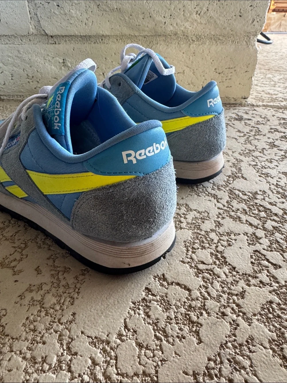 Reebok Kids Light Blue & Neon Yellow Retro Sneakers